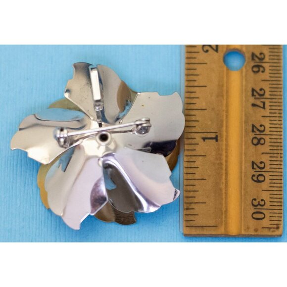 Vintage Gold Tone Spiral Vortex Silver Tone Pearl Brooch - N31 - Picture 2 of 2